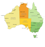Australia time zone map small