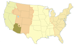 Usa time zone map with a live clock now