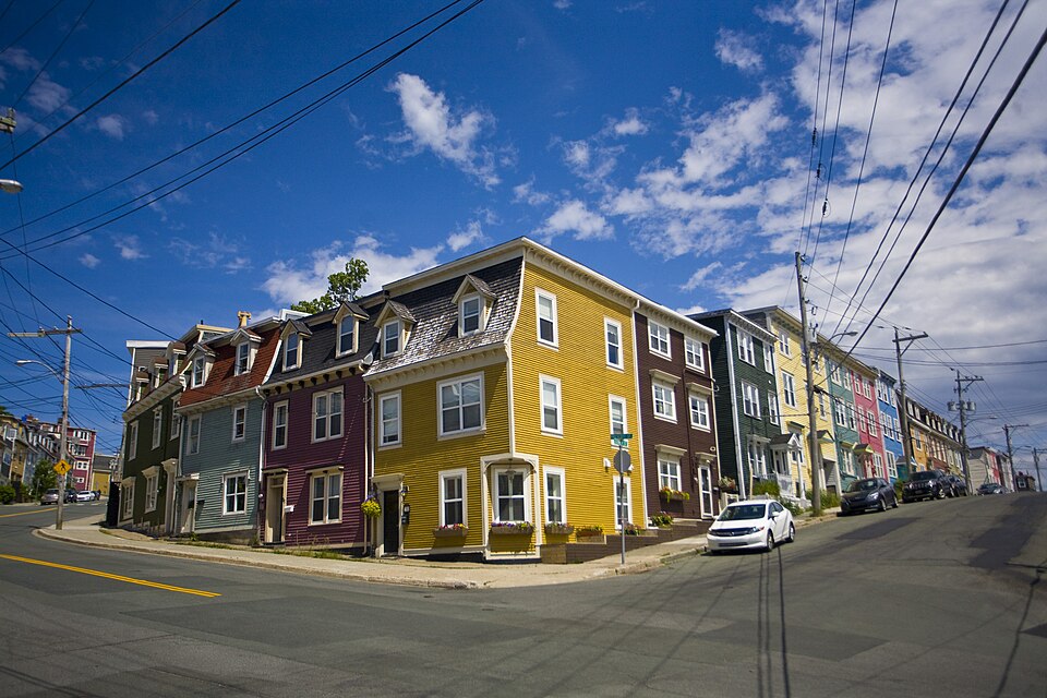 Colorful row houses in downtown St. John's, Newfoundland