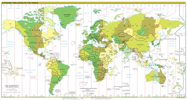 Standard time zones of the world